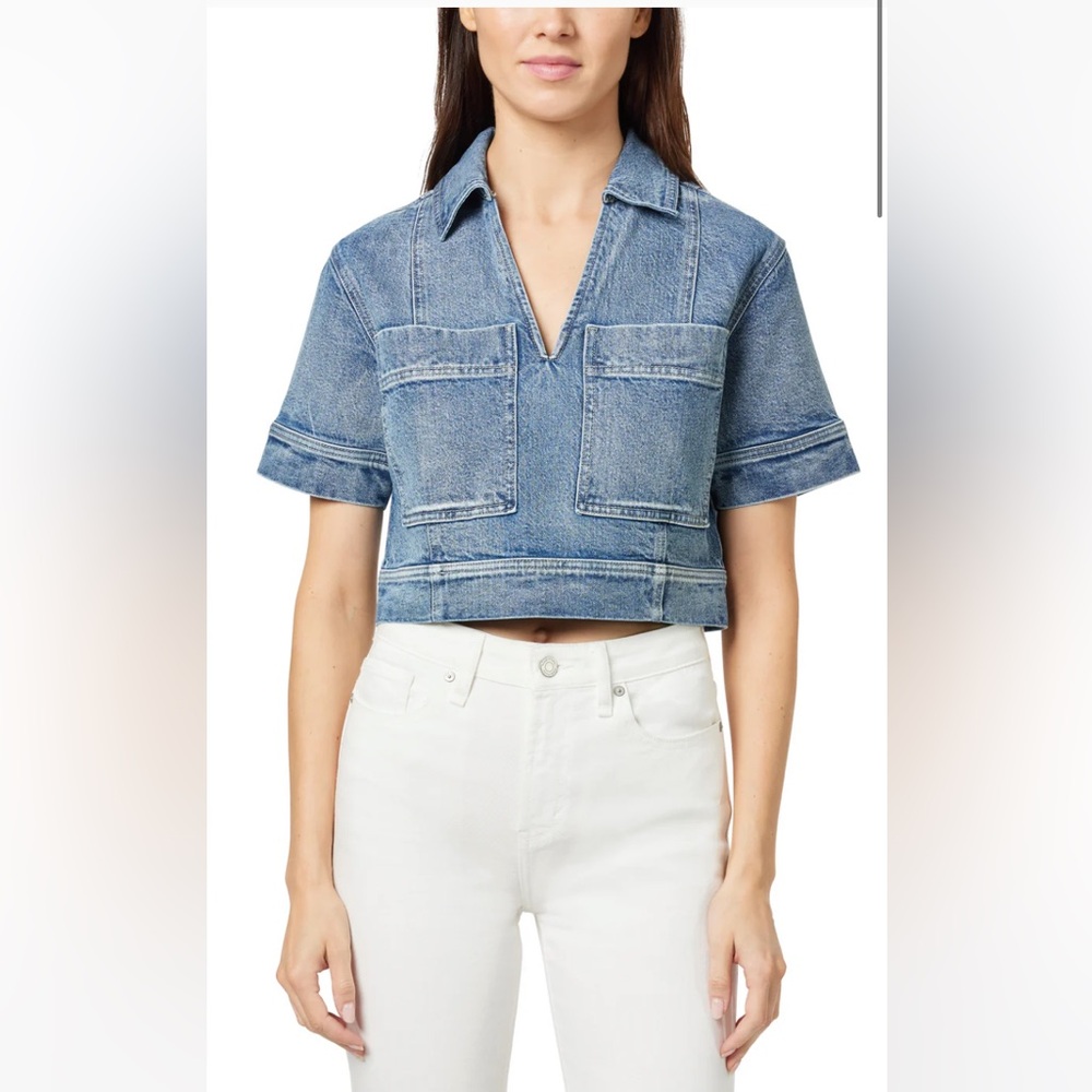 NWT Habitual Boxy Denim Cropped Top With Pockets Size XS/S